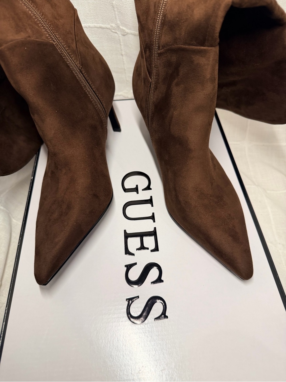 Guess Brown Pointed Toe Suede Boots - Picture 6 of 6